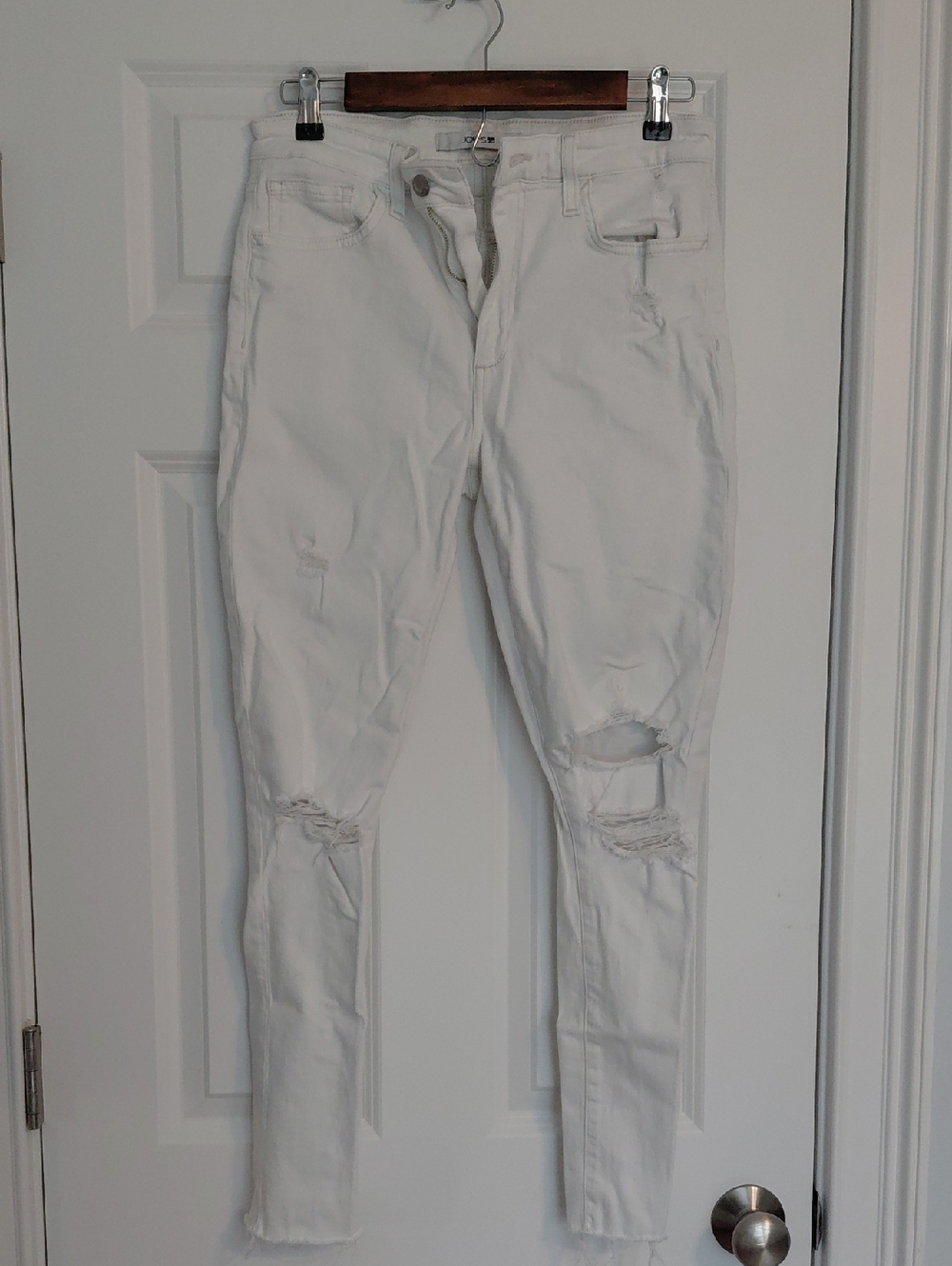 Joe's Jeans White Distressed Skinny Jeans, Size W29